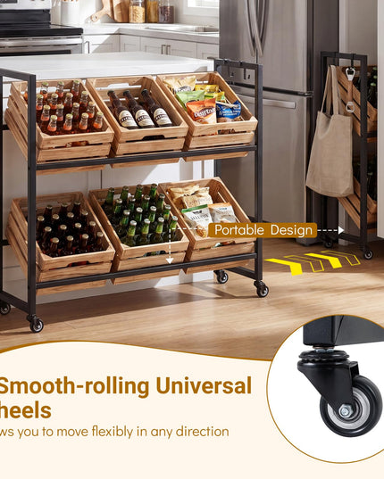Giantex 2-Tier Drink Crate Rack with 4 Universal Wheels