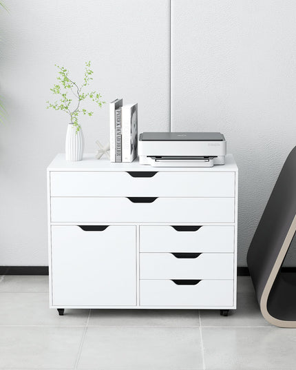 Giantex File Cabinet, Rolling Lateral Filing Cabinet with 2 Large Drawers, 3 Small Drawers