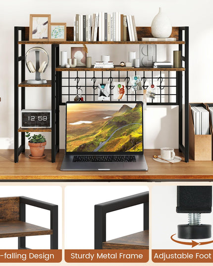 Giantex Desktop Bookshelf with 6 Movable Hooks for Home Office Dorm