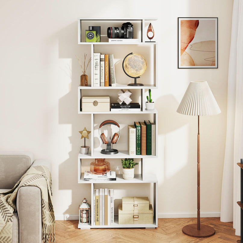 Giantex 6 Tier Geometric Bookshelf with 2 Anti Tipping Kits
