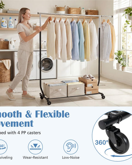 Giantex Heavy-Duty Rolling Clothing Rack for Hanging Clothes
