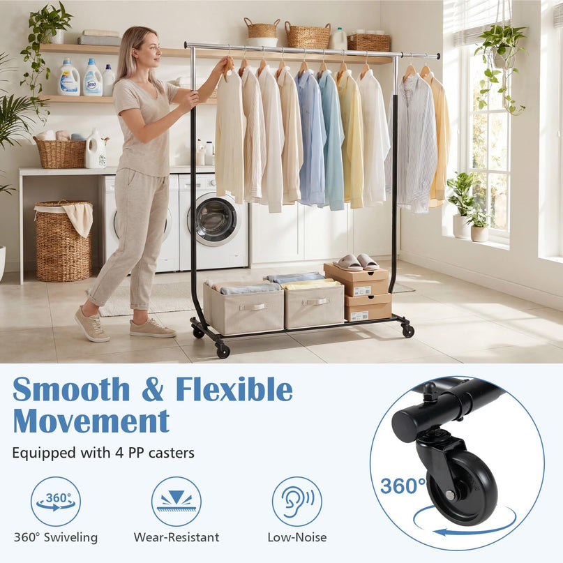 Giantex Heavy-Duty Rolling Clothing Rack for Hanging Clothes