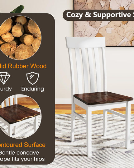 Giantex Wooden Dining Chairs Set of 2/4 with Hollowed Backrests & Rubber Wood Seats