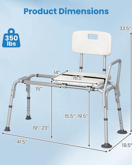 Giantex Sliding Tub Transfer Bench for Bathtub with Adjustable Height
