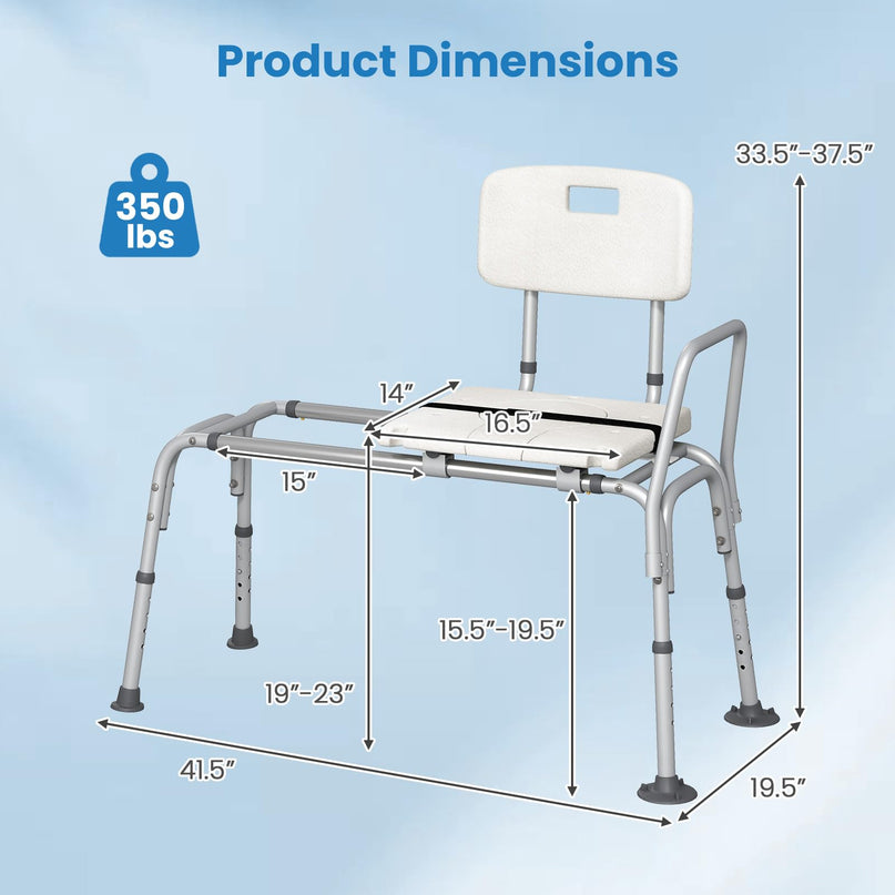 Giantex Sliding Tub Transfer Bench for Bathtub with Adjustable Height
