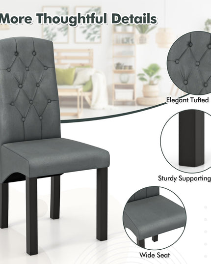 Giantex Modern Dining Chairs, Tufted Fabric Dining Room Chairs w/High Backrest, High-density Sponge Cushion