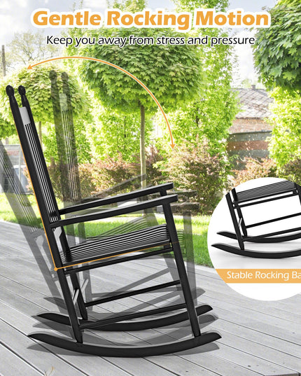 Giantex Outdoor Rocking Chair Set, All Weather Patio Rocker w/Solid Rocking Base & High-Back