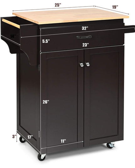 Giantex Rolling Kitchen Island, Kitchen Trolley Cart with Spice Rack, Large Drawer