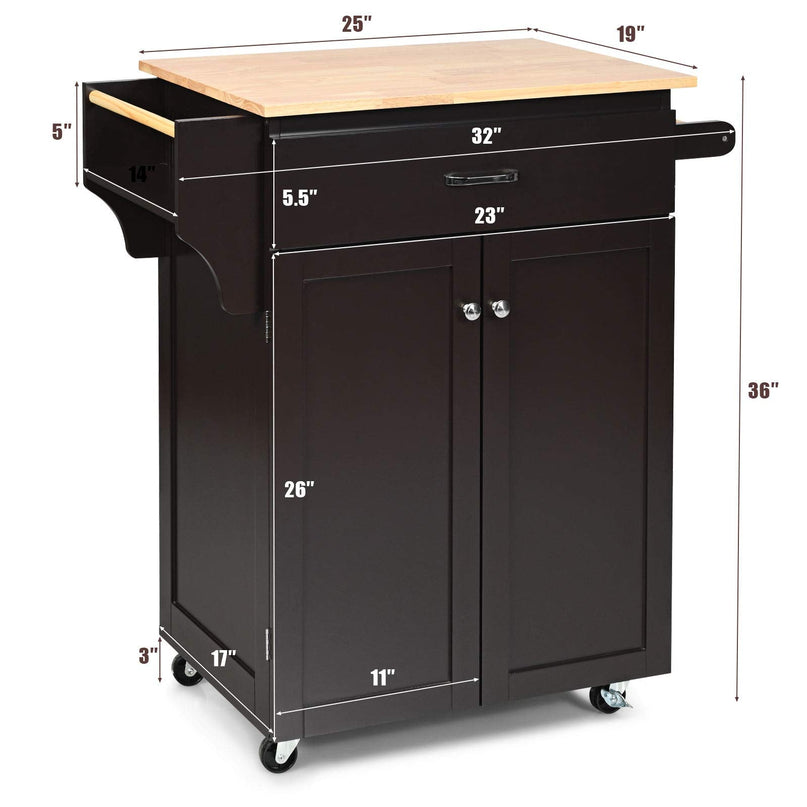Giantex Rolling Kitchen Island, Kitchen Trolley Cart with Spice Rack, Large Drawer