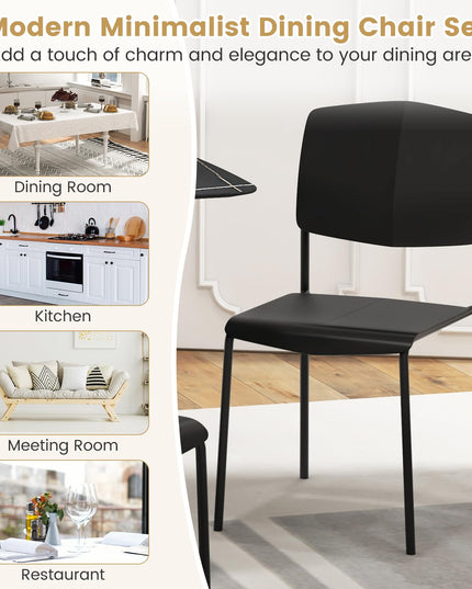 Giantex Stackable Dining Chairs Set, Modern Kitchen Chairs w/Metal Legs & Curved Back, Load up to 350 LBS