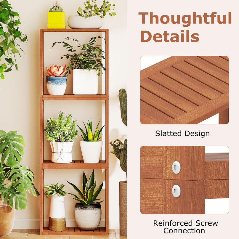 Giantex Solid Wood Stacking Storage Organizers w/Open Slatted Design