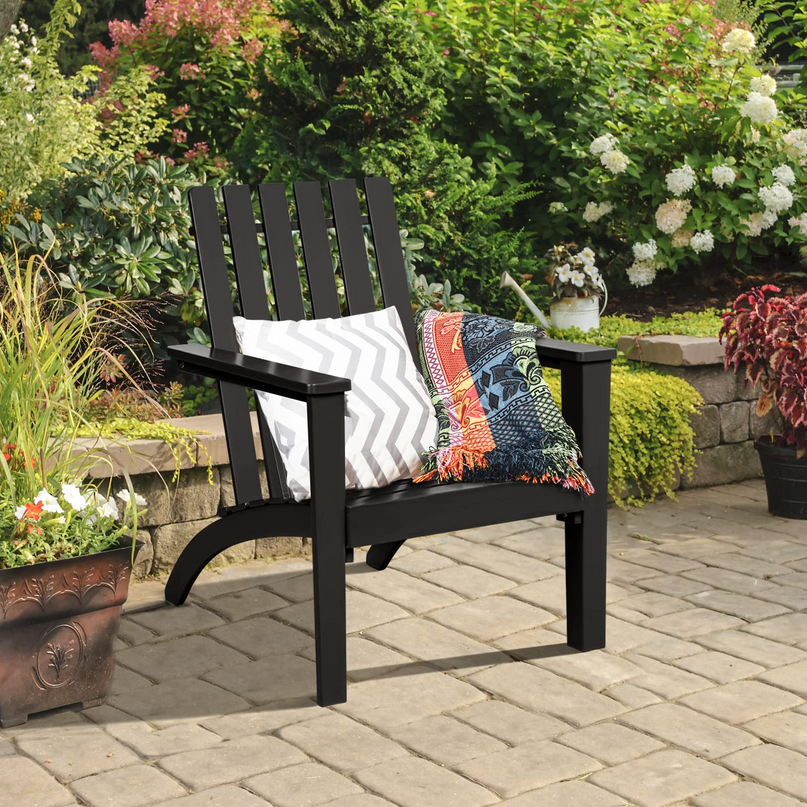 Giantex Wood Adirondack Chair & Side Table Set, Patio Bistro Set with Slatted Design
