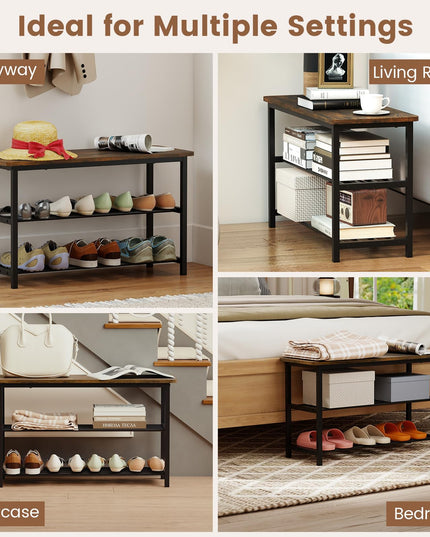 Banc de rangement pour chaussures Giantex de 32" L avec étagères à lattes métalliques et siège