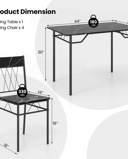 Giantex Dining Table Set for 4, 5-Piece Breakfast Nook with Kitchen Table, 4 Dining Chairs