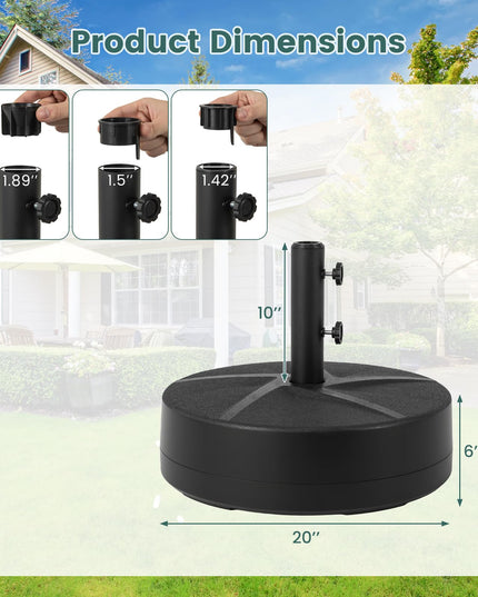 Giantex  88 lbs Fillable Umbrella Stand with 2 Adjustable Knobs & 3 Adapters