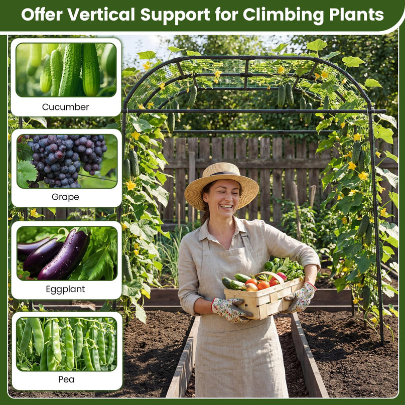 Giantex 7.5FT Tall Adjustable Metal Garden Arch Trellis for Climbing Plants Outdoor