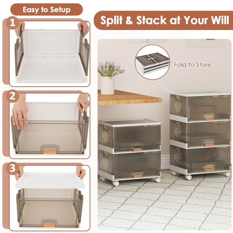 Giantex 3 Tier Stackable Storage Bins with Lids
