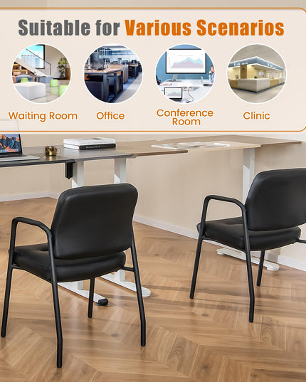 Giantex Waiting Room Chair Set - Upholstered Reception Chairs with Mixed PU Leather