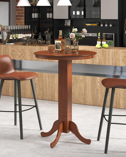 Giantex 30” Round Bar Table, Dining Table with Rubber Wood Frame