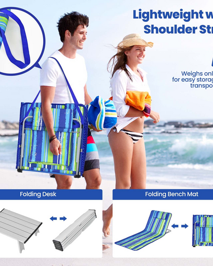 Giantex Beach Chairs for Adults 2 Pack Set with Side Table