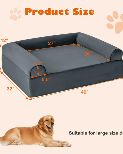 Giantex Cooling Gel Dog Bed for Large Dogs, 40" L Memory Foam Dog Sofa Bed with Washable Cover