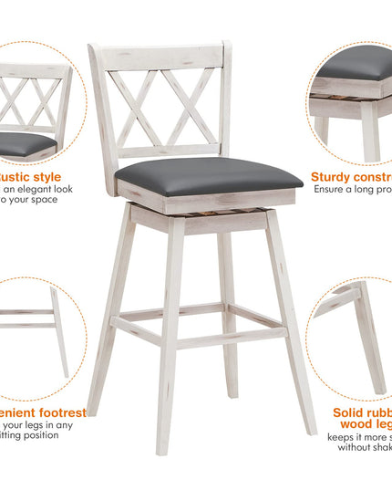 Giantex Bar Stool with Foot Rest Upholstered Cushion & Ergonomic Backrest