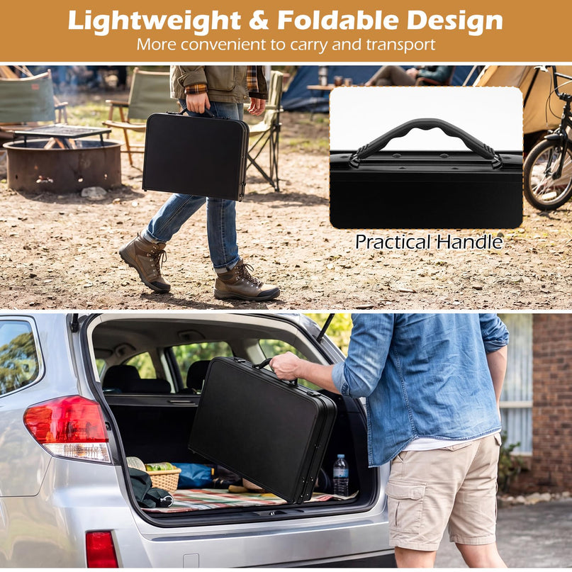 Giantex 2 FT Folding Portable Aluminum Small Picnic Table with Storage Net & Carry Handle