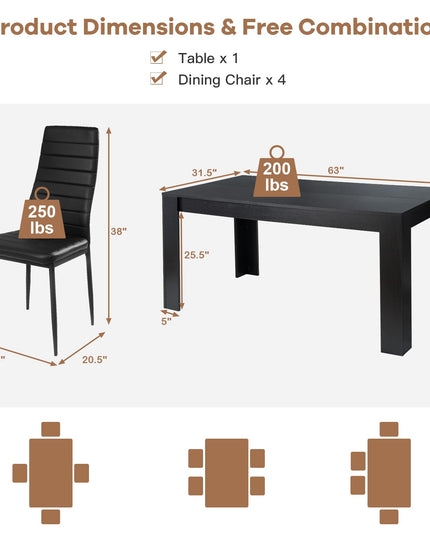 Giantex 5 Pieces Dining Table Set, Modern Kitchen Table Set