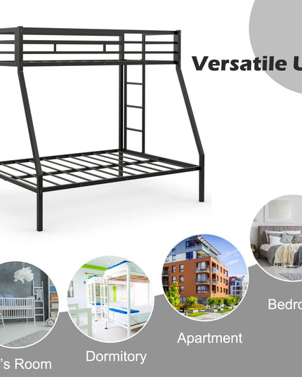 Giantex Metal Bunk Bed, Twin Over Full Size Bed w/ Removable Ladder & Steel Slats Support