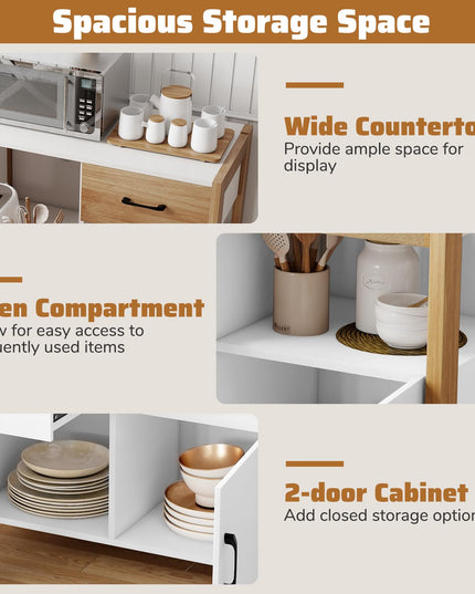 Giantex Sideboard Buffet Cabinet with Pull-Out Shelf Modern Kitchen Buffet Table