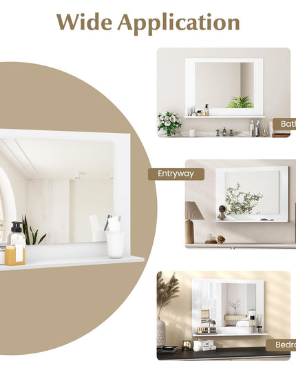 CHARMAID Bathroom Mirror with Shelf - 24" x 18" Wall Mirror Over Bathroom Sink