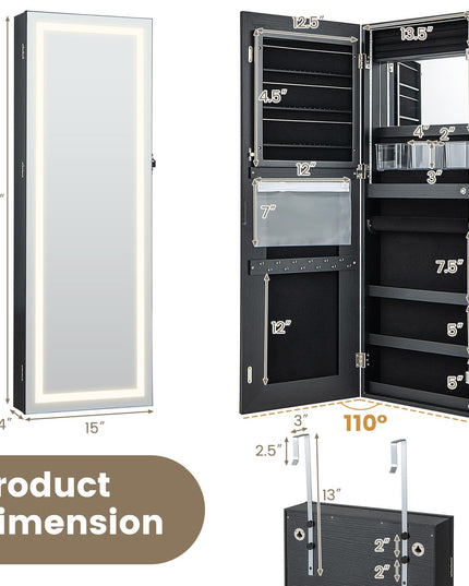 CHARMAID LED Mirror Jewelry Cabinet