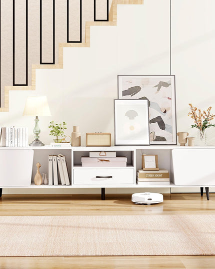 Giantex 79" White TV Stand with Power Outlets