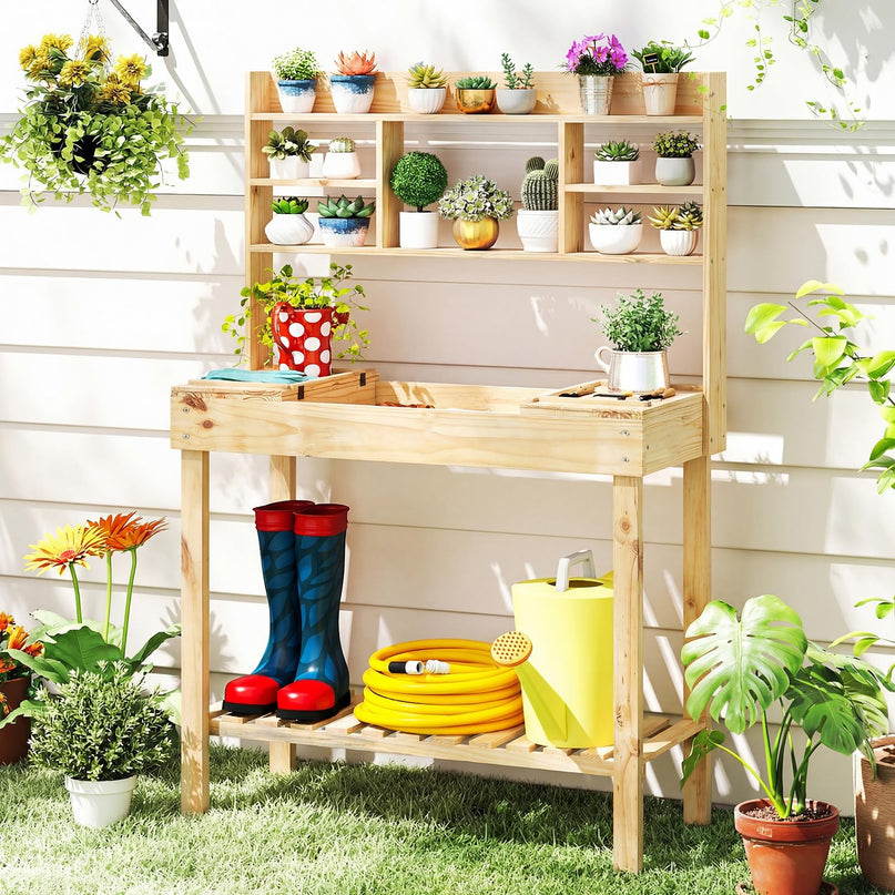 Giantex Établi de jardinage en bois massif pour l'extérieur