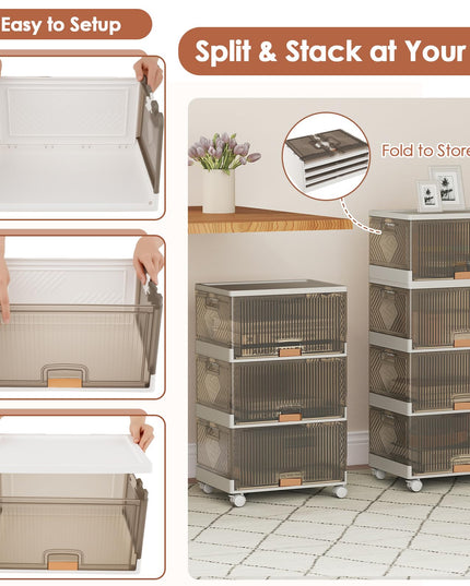 Giantex 4 Tier Stackable Storage Bins with Lids