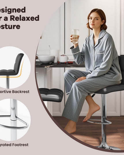Giantex Swivel Bar Stools Set of 2/4, Upholstered Counter Height Bar Chairs with Back
