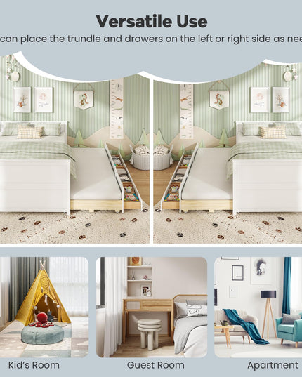 Cadre de lit double Giantex avec lit gigogne simple et 3 tiroirs de rangement