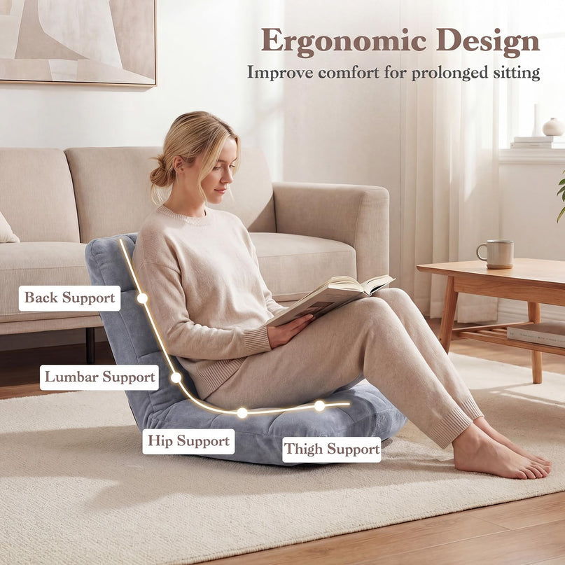 Chaise de sol Giantex avec 14 positions réglables (61 x 49,5 x 50,8 cm)