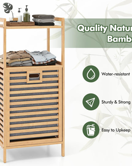 Meuble à linge inclinable en bambou Giantex avec 2 étagères de rangement