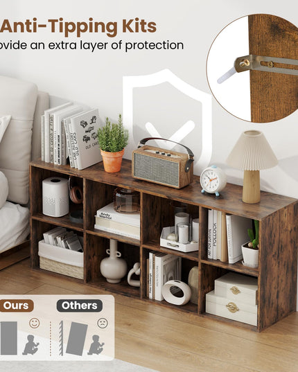 Giantex 8-Cube Bookcase Floor Standing Bookshelf with Storage & 2 Anti-Tipping Kits