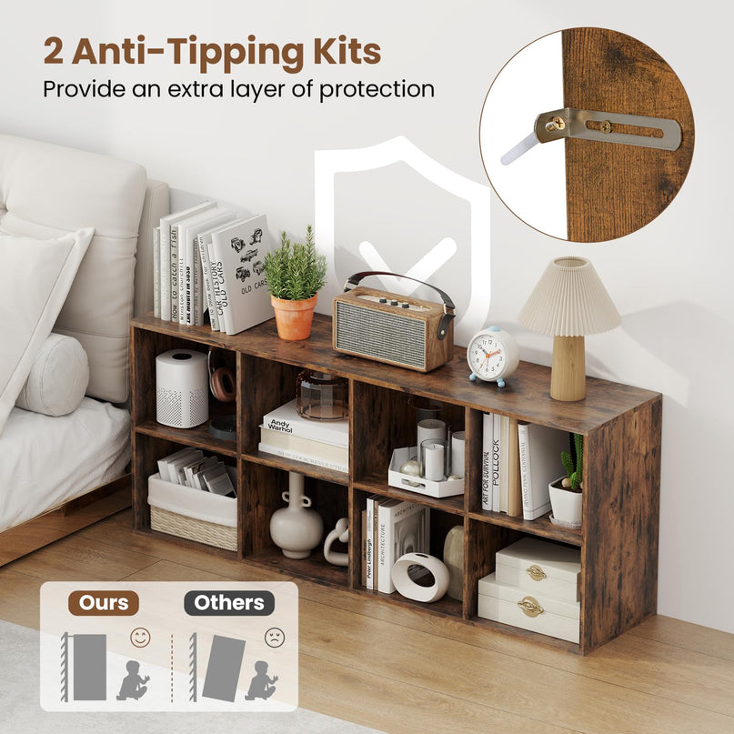 Giantex 8-Cube Bookcase Floor Standing Bookshelf with Storage & 2 Anti-Tipping Kits