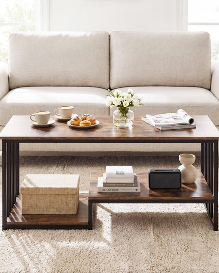 Giantex 43.5" Rectangle 2-Tier Farmhouse Coffee Table with Storage