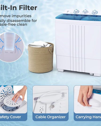 Giantex Washing Machine Twin Tub 12Lbs Washing and 8Lbs Spinning