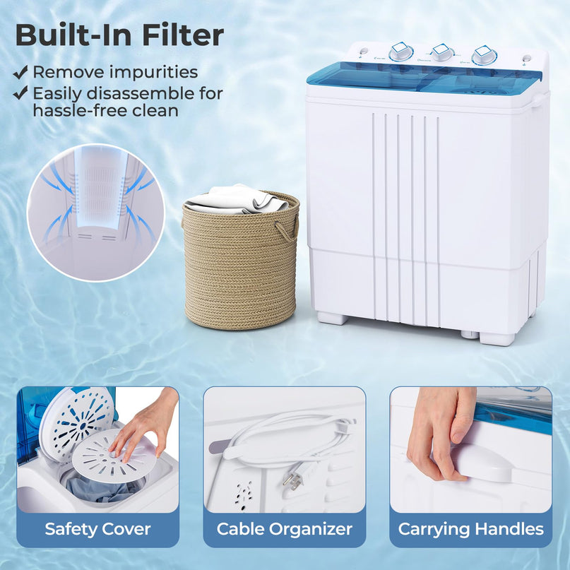 Giantex Washing Machine Twin Tub 12Lbs Washing and 8Lbs Spinning