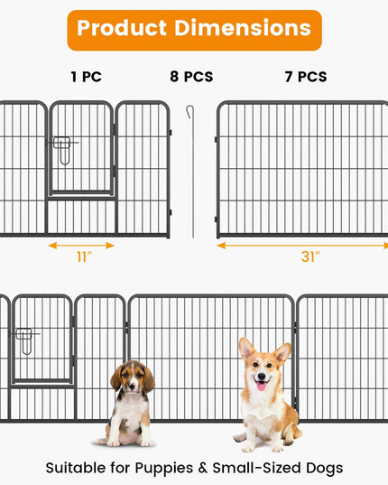 Giantex Dog Playpen Outdoor 24" H - 8/16 Panels Metal Pet Fence for Puppies Small Dogs, Portable Dog Fence for Yard Garden RV Camping