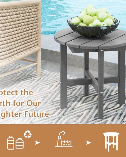 Giantex Small Outdoor Side Table - Weather-Resistant HDPE Adirondack Round End Table