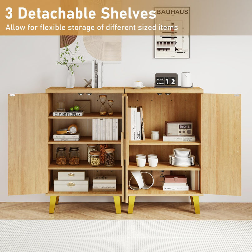 Giantex Sideboard Buffet Cabinet with Double Doors & Removable Shelves