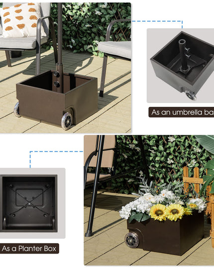 Giantex 150lbs Filled Umbrella Base with Wheels, Heavy Duty Umbrella Stand with Fillable Planter, Drainage Holes, Fit for 1.6''-2.1'' Pole