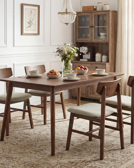 Giantex Solid Rubber Wood Dining Room Chairs with Curved Backrest