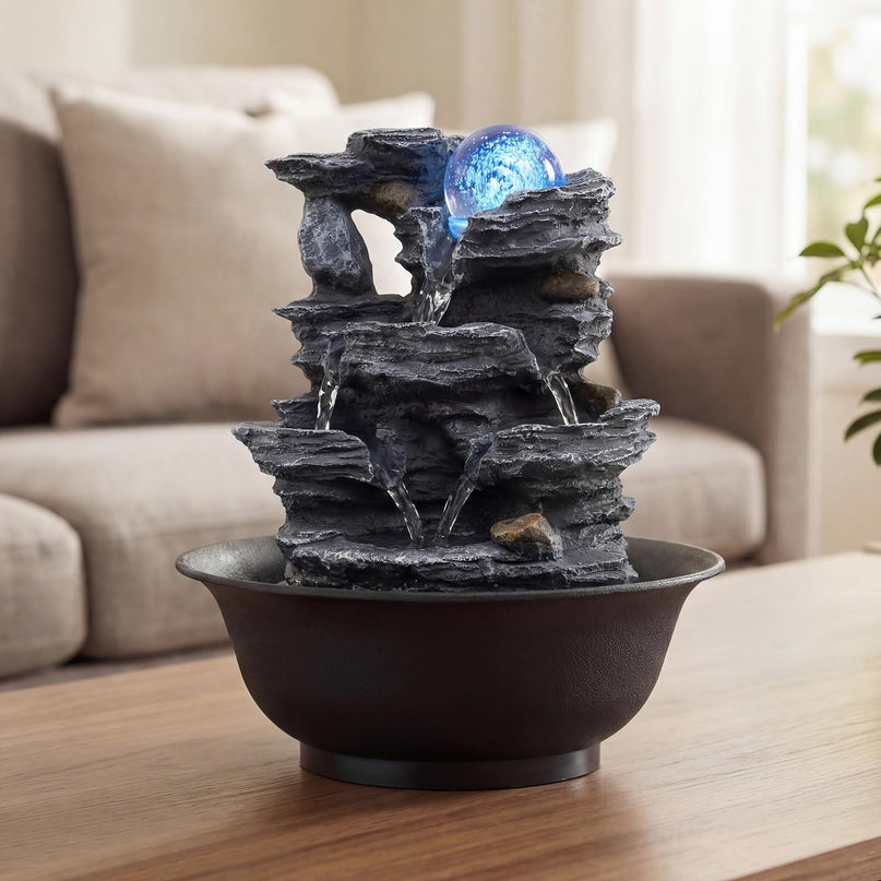 Décoration de bureau à cascade à bols étagés Giantex pour la méditation zen et la relaxation à la maison ou au bureau